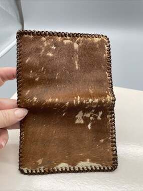 Jacobs - Real Cowhide Leather Wallet Billfold Red & White Hair Fur